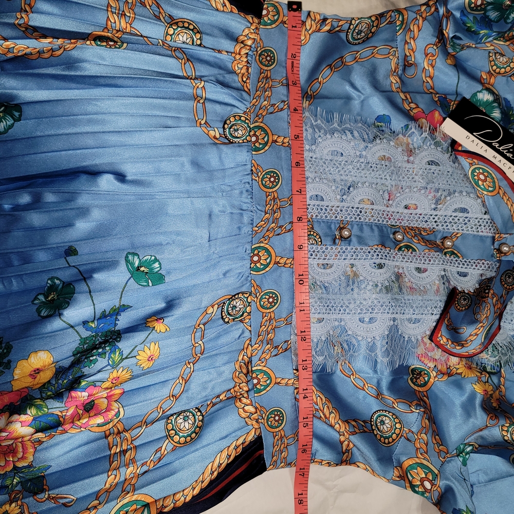 Dalia Macphee Floral Long Sleeve Dress - Blue - Picture 6 of 16